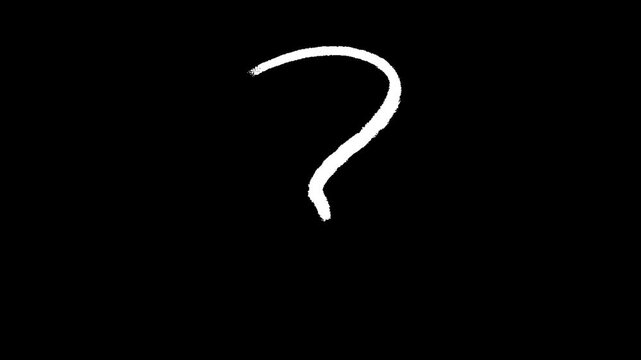 White handwritten question marks on black background animation