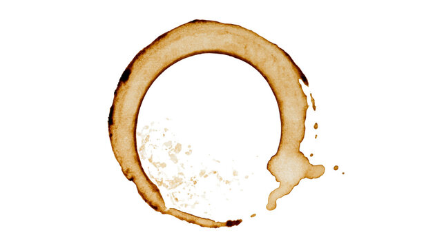 Brown coffee cup ring stain, isolated on transparent background