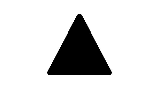 Solid black equilateral triangle shape, isolated on transparent background