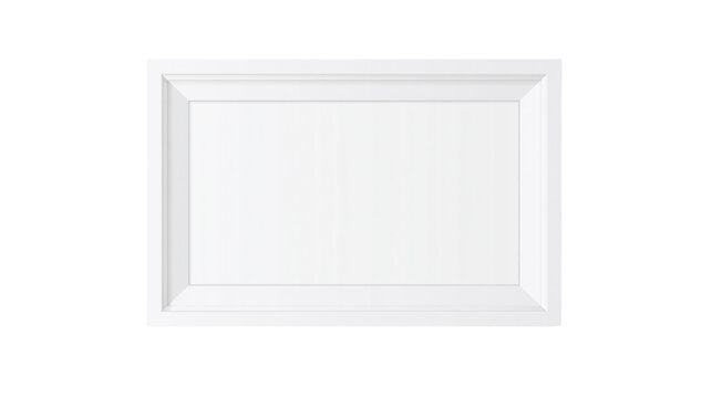 White rectangular recessed panel molding trim, isolated on transparent background