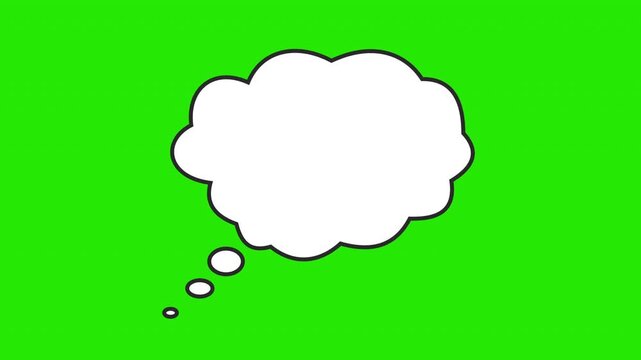 Animated thought bubble on green screen, hand-drawn style thinking cloud overlay for editing and creation