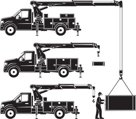 Service truck with extended boom crane lifting a heavy container during utility work © SD DESIGN STUDIO