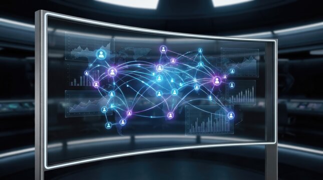 Digital network connections and user icons for technology innovation interface future cyber system, global communication concept