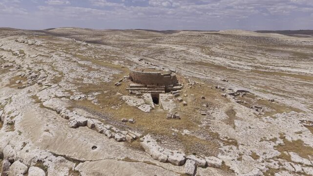 Cinematic Drone Flight Over Sogmatar Ancient City in Sanliurfa, Turkiye &ndash; Sacred Mesopotamian Archaeological Landscape from Above