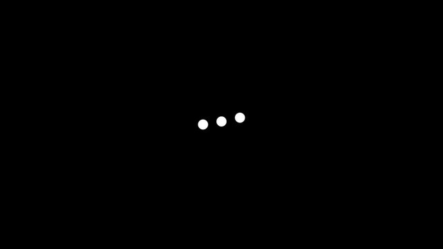 Animation loading bar 3 dots looping progress icon Loading is indicated by a dot 4k video, screen, sign, type, upload, glow dot loading animation