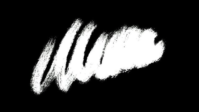White rough paint scribble transition on black background animation