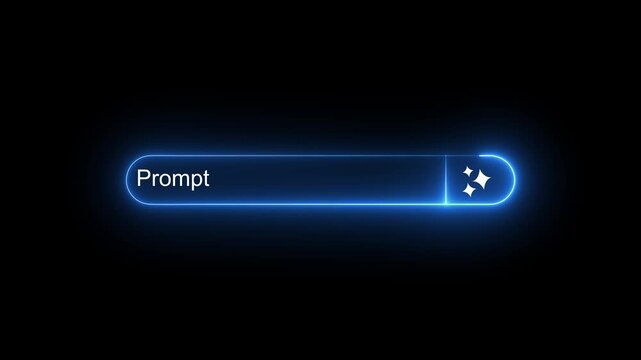 Neon Generative Prompt interaction. futuristic ai prompt search bar interface. concept of artificial intelligence, chat-bot query and digital assistant technology. prompt search bar 