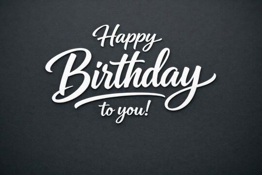 Vintage chalkboard Happy Birthday typography, white hand lettering on black background, greeting card