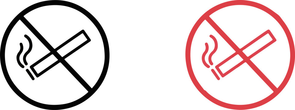 No smoking sign symbols in black and red variations with nosmoking prohibited cigarette restricted pictogram isolated illustration regulation