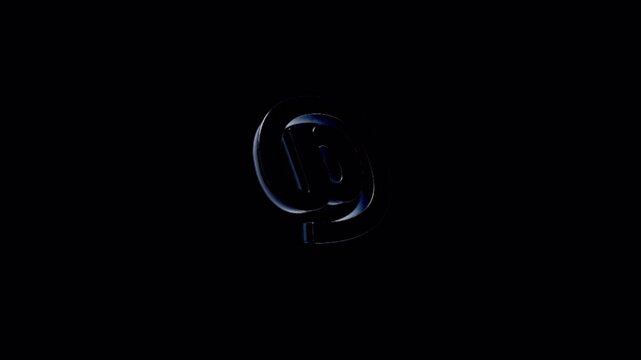 Rotating 3D At Symbol on Transparent Background