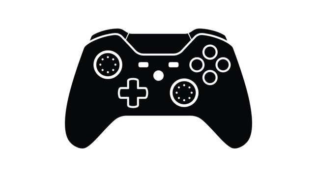Gaming controller silhouette flat black vector graphic on white background silhouette