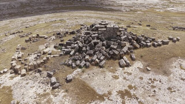 Cinematic Drone Flight Over Sogmatar Ancient City in Sanliurfa, Turkiye &ndash; Sacred Mesopotamian Archaeological Landscape from Above