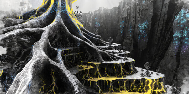 The Terraced Core of the Bioluminescent Root System