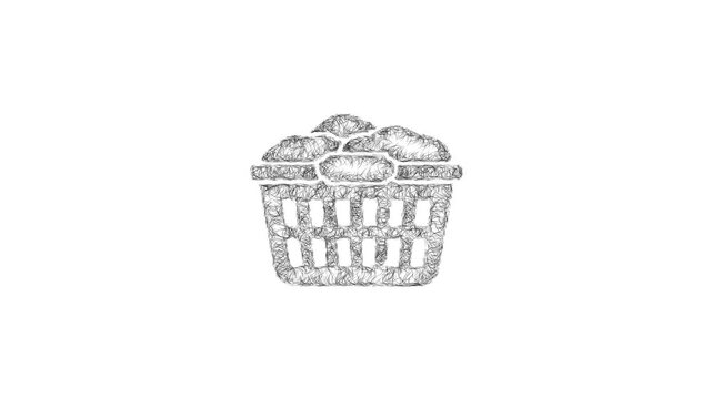 Sketch laundry basket icon animation - smooth progressive reveal