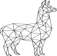 Low poly 3d wireframe llama standing side view © Akshay