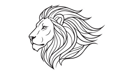 Majestic lion head with flowing mane line drawing © Akshay