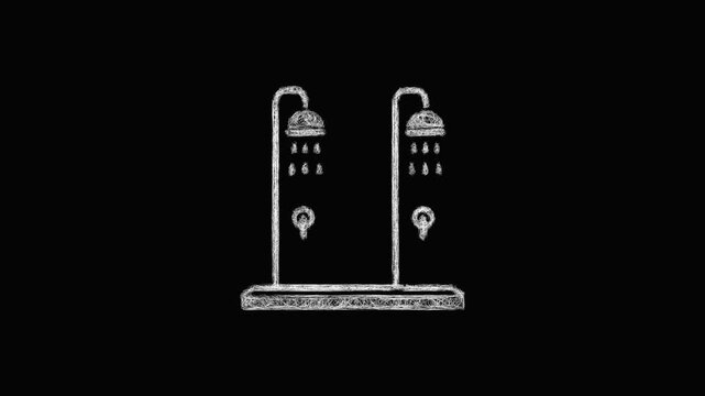 Sketch double shower icon animation - smooth progressive reveal