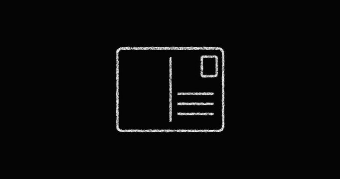 Sketch blank postcard icon animation - smooth progressive reveal