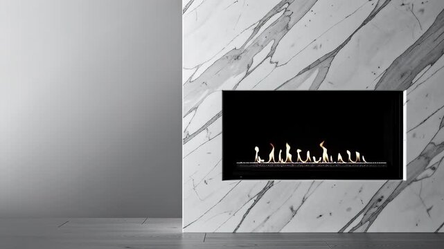 Modern Marble Fireplace in Luxury Interior.
