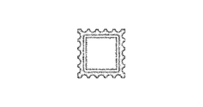 Sketch postage stamp icon animation - smooth progressive reveal