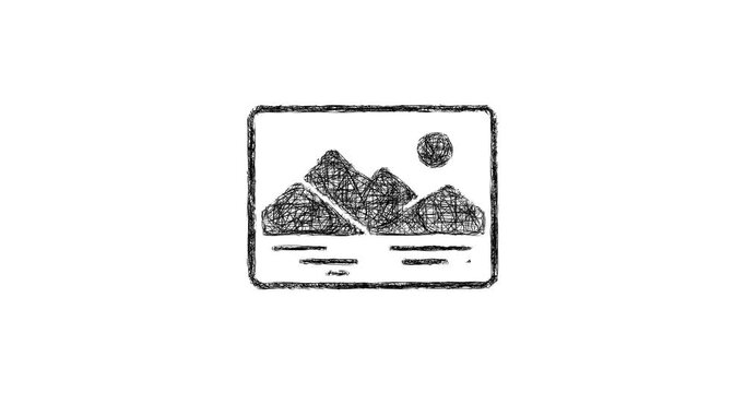 Sketch postcard front icon animation - smooth progressive reveal