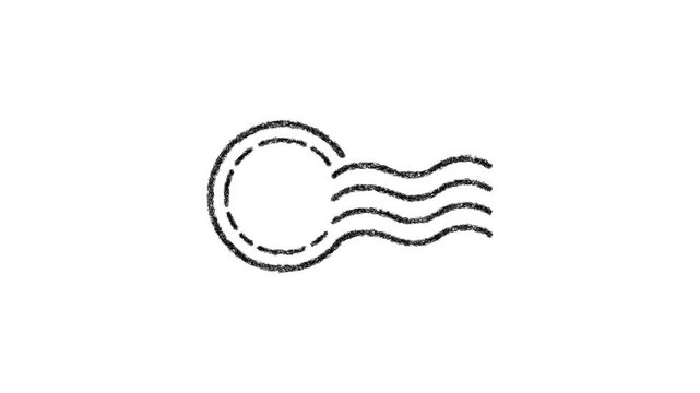 Sketch postal mark icon animation - smooth progressive reveal