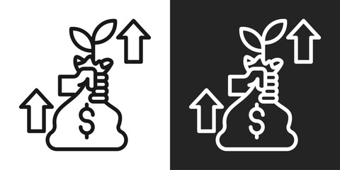Naklejka premium Financial Growth Icon In Black And White Line Style