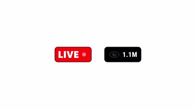 Live Streaming 2 Million Viewer Counter Animation on Transparent Background, Live Broadcast UI Motion Graphic, 4K 