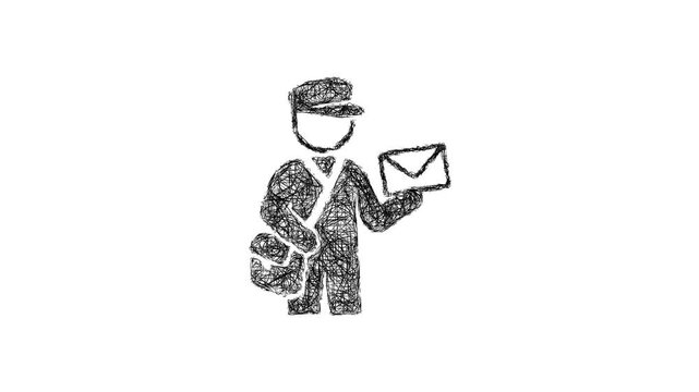 Sketch mail carrier icon animation - smooth progressive reveal