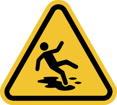 Slippery floor warning sign vector icon &ndash; slip hazard danger symbol