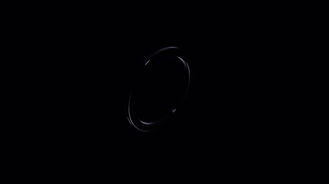 Rotating Metallic Ring on Transparent Background