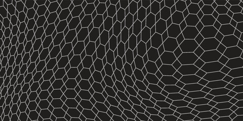 Abstract Black and White Irregular Polygon Mesh Background with Distorted Geometric Wireframe Pattern © andre