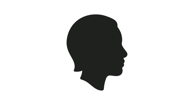 Human head silhouette against a white background simple profile depiction
