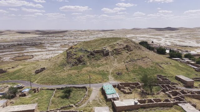 Cinematic Drone Flight Over Sogmatar Ancient City in Sanliurfa, Turkiye &ndash; Sacred Mesopotamian Archaeological Landscape from Above