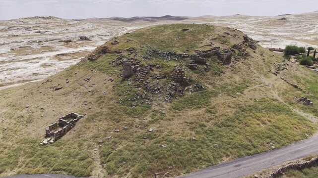 Cinematic Drone Flight Over Sogmatar Ancient City in Sanliurfa, Turkiye &ndash; Sacred Mesopotamian Archaeological Landscape from Above