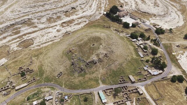 Cinematic Drone Flight Over Sogmatar Ancient City in Sanliurfa, Turkiye &ndash; Sacred Mesopotamian Archaeological Landscape from Above