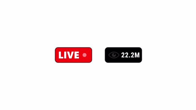 Live Streaming 40 Million Viewer Counter Animation on Transparent Background, Live Broadcast UI Motion Graphic, 4K 