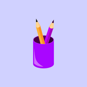 Pencils in a cup vector illustration. 