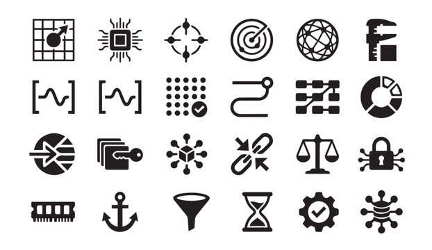 Data science and digital network analysis icons with analysis, connectivity