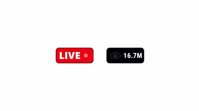 Live Streaming 30 Million Viewer Counter Animation on Transparent Background, Live Broadcast UI Motion Graphic, 4K 