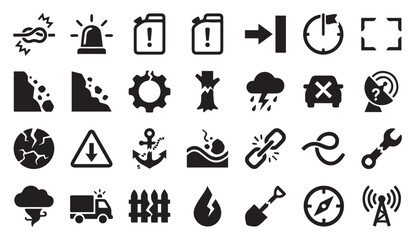 Fototapeta premium Set of environmental and mechanical breakdown warning icons with breakdown