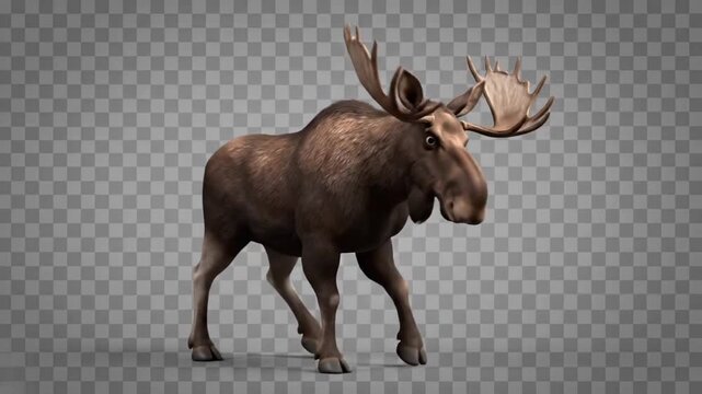 Moose dances in a realistic animation with CG fur rendering in a simple setting using VSRExport techniques