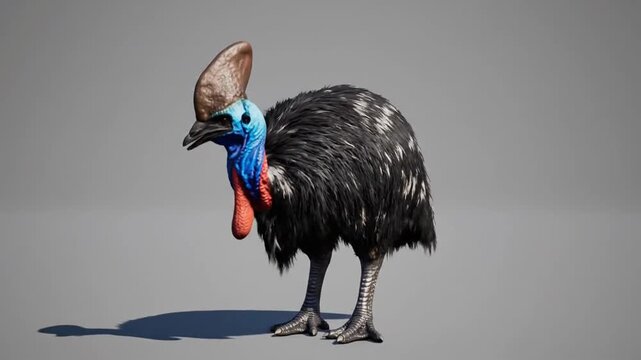 Cassowary dances in computer-generated fur rendering with special effects and animations