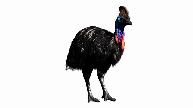 Cassowary performs dance with CG fur rendering in a vibrant display