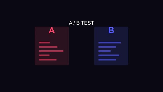 A/b test comparison concept: digital marketing analytics and user experience optimization animation 4k
