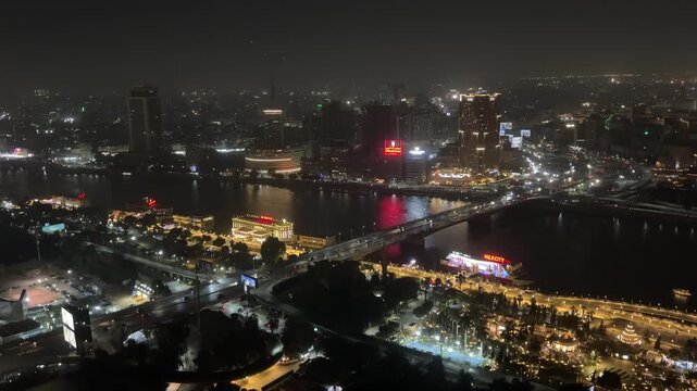 A view from the top of the Cairo Tower in Cairo, the capital of Egypt.
