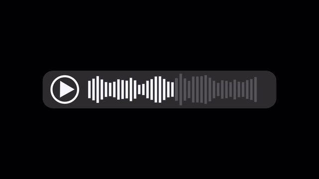 Voice Message Playback Animation on Transparent Background, Audio Waveform Motion Graphic, 4K Channel.
