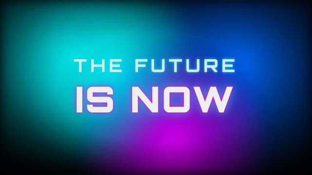 The Future Is Now cyan magenta retro futuristic kinetic typography motion background with scanlines