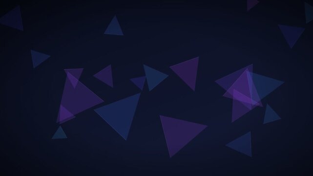 Geometric Shards rotating low poly triangles blue violet abstract background with flicker