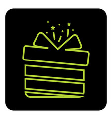 Obraz premium Line art gift box icon, birthday present symbol, celebration surprise vector graphic